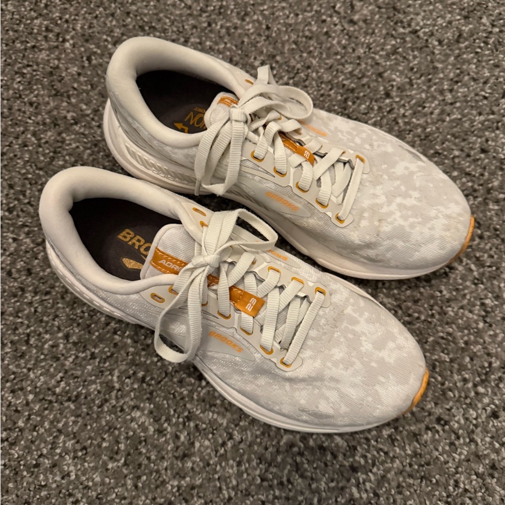 Women's White and Orange Athletic Shoes - Picture 3 of 5